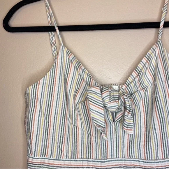 MAHINA STRIPED BUTTON DOWN SPAGHETTI STRAP DRESS WITH KNOT TIE - Picture 4 of 6